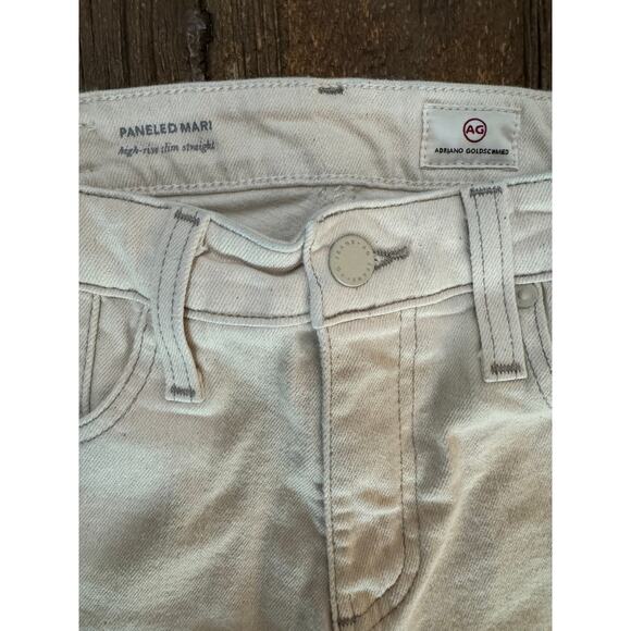 AG Adriano Goldschmied Paneled Mari High-Rise Slim Straight Beige Jeans Size 25R - Picture 6 of 9